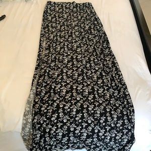 Black and white floral maxi skirt